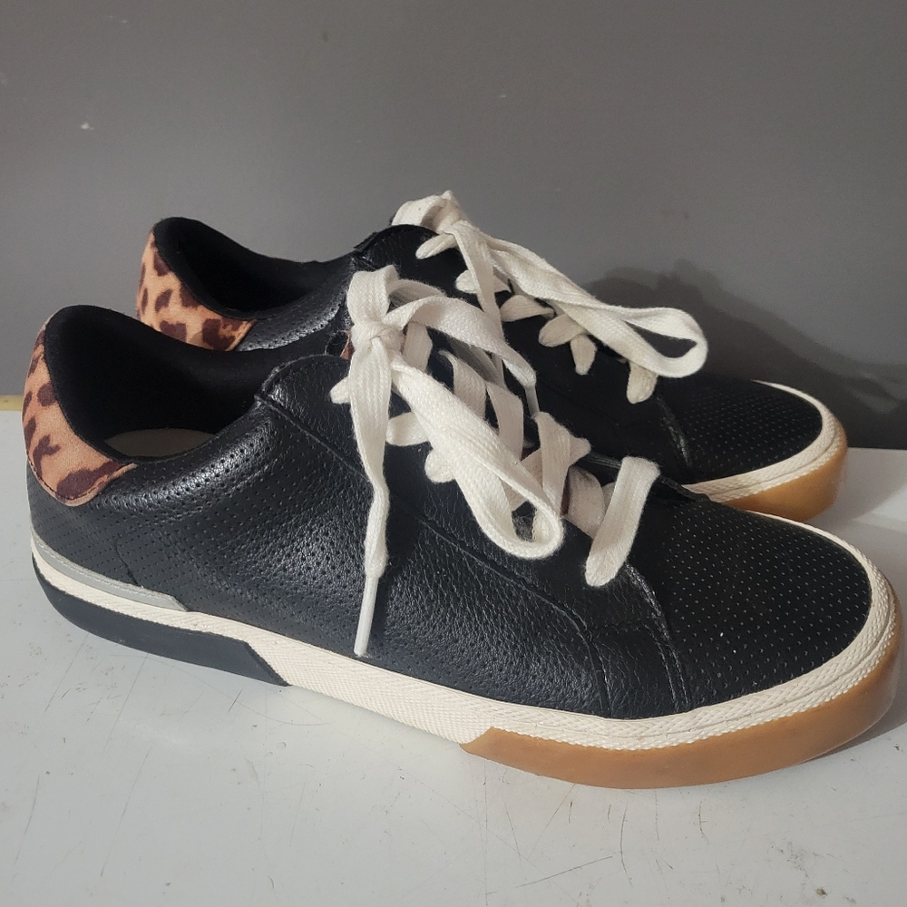 a new day Black Sneakers with Leopard Print Detail